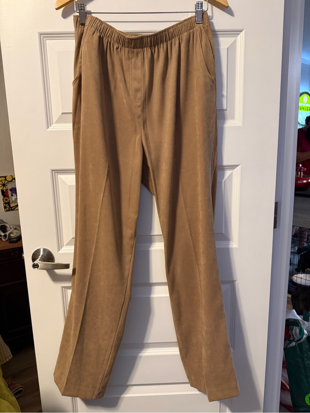 Allison Daley Women's Tan Elastic-Waist Trousers